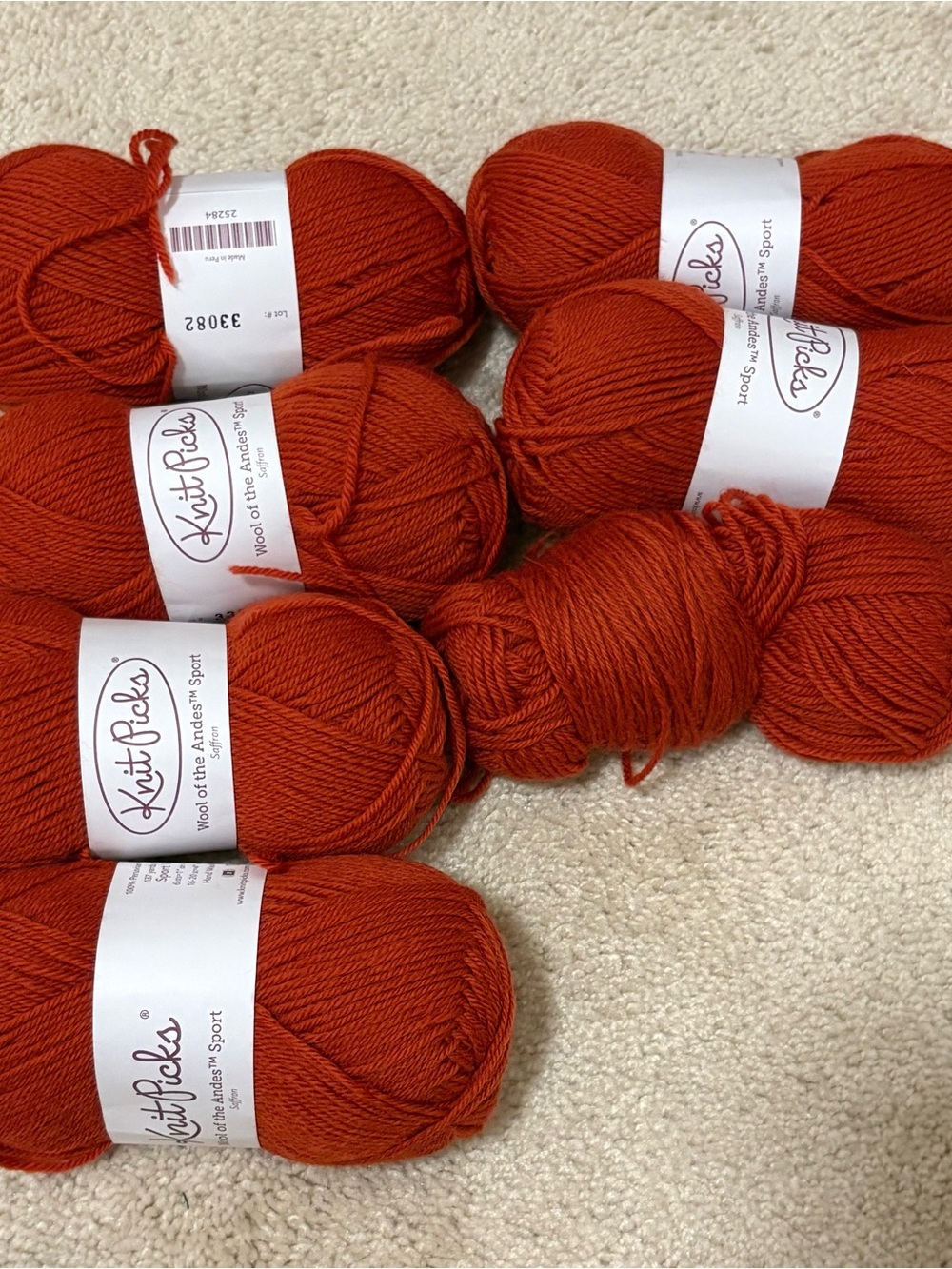 Knit Picks Wool of the Andes Sport Yarn- Saffron (Set of 7 Skeins) Size 4,#25284